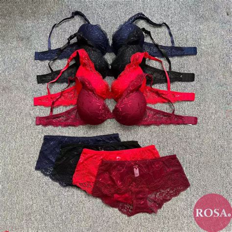 Rosa Sexy Lace Underwear Set Women Thin Push Up Bra Breathable Panties Sexy Lingerie Set
