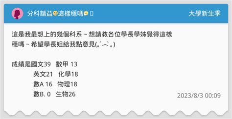 分科請益😬這樣穩嗎🤔️ 升大學考試板 Dcard