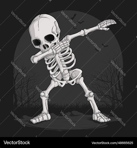 Hand drawn funny skeleton doing dabbing dance Vector Image