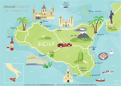 Tourist Map of Sicily - Bek Cruddace Illustration