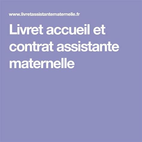 Livret Accueil Et Contrat Assistante Maternelle Contrat Assistante