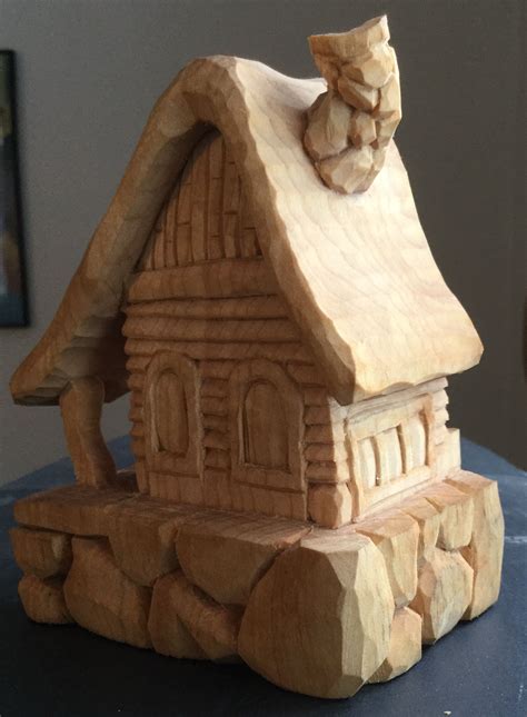 Rustic Cottage Step By Step Stage Whittling Wood Wood Carving