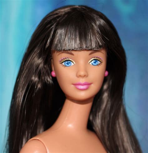 Nude Barbie TNT Mackie Brunette Ocean Blue Eyes Long Straight Bangs