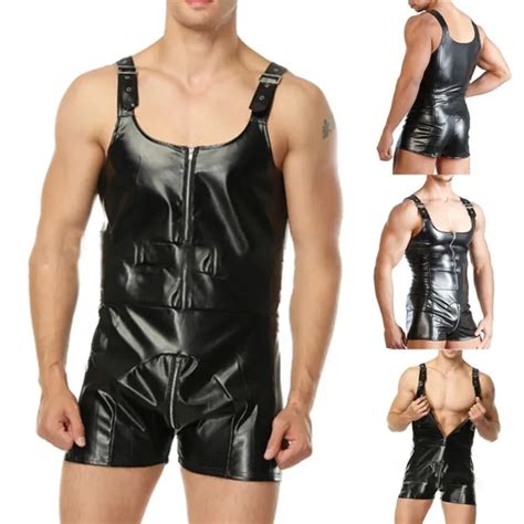 Combinaison Sans Manches Sexy Look Humide Costume Club Pour Hommes Eur