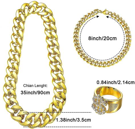 Hip Hop Costume Kit For Men Rapper Accessories Hippie Costume Set Gold