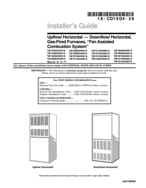 Trane XB80 Furnace Installation Manual Manualzz