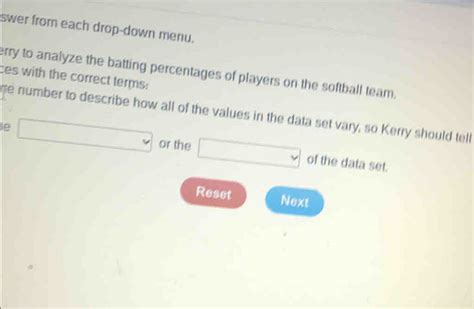 Swer From Each Drop Down Menu Erry To Analyze The Batting Percentages