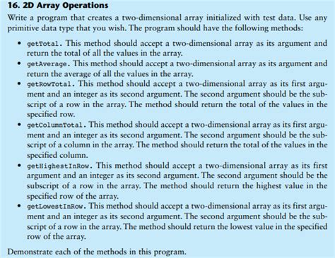 Answered: 16. 2D Array Operations Write a program… | bartleby