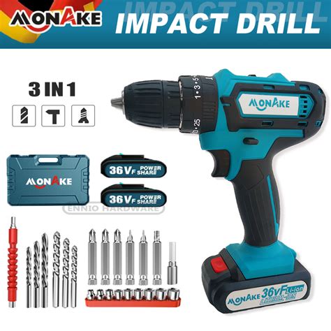 Jual MONAKE Baterai Mesin Bor Listrik Tanpa Kabel Impact Drill 12S 12V