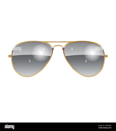 Cool Desert Chrome Aviator Sunglasses With Green Lenses And Gold Frames Vector Isolated On White