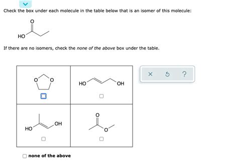 Solved Check The Box Under Each Molecule In The Table Below