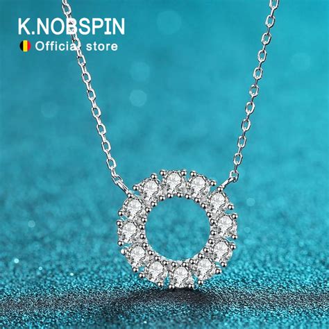 KNOBSPIN Colar Moissanite Completo Pingentes Para Mulheres Corrente