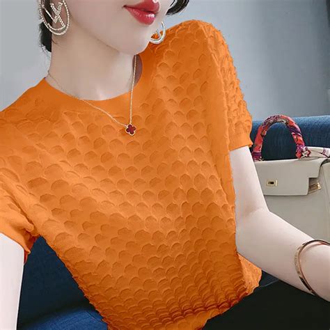 Fashion O Neck Solid Color Short Sleeve Oversized Blouse 2022 Summer