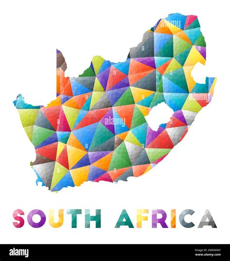 South Africa Colorful Low Poly Country Shape Multicolor Geometric