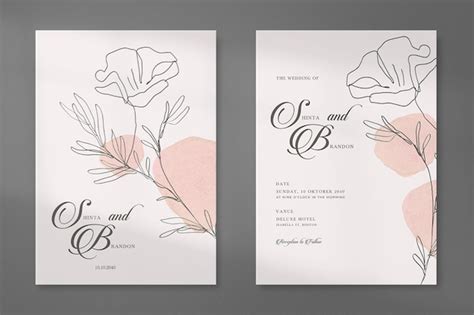 premium psd simple  aesthetic wedding invitation   art flower