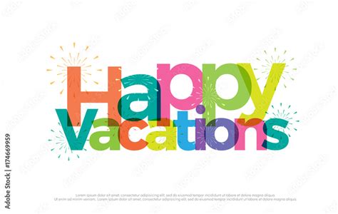 Happy Vacations Colorful Logo Happy Vacation Typography Design With