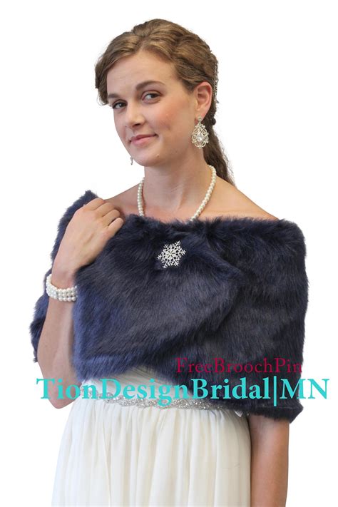 Bridal Wrap Navy Blue Faux Fur Wrap Faux Fur Stole Bridal Etsy