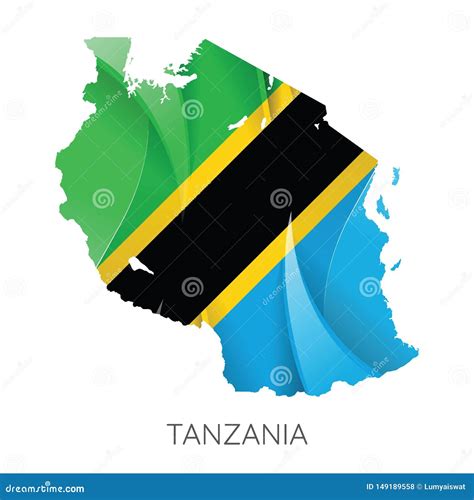 Map of Tanzania with National Flag. Vector Illustration Stock Vector ...