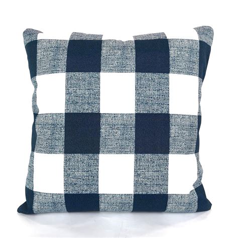 Outdoor Navy Blue Buffalo Check Pillow Cover Decorative Throw Etsy