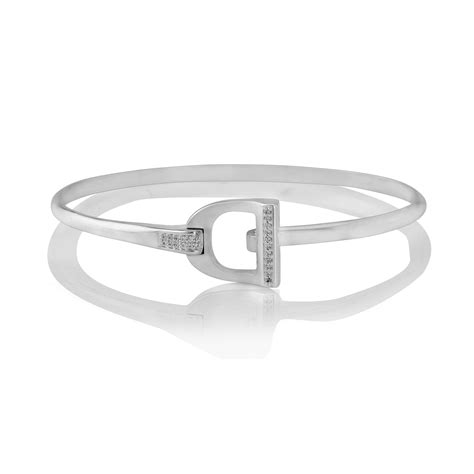 STERLING SILVER FULLY HALLMARKED SPARKLY STIRRUP BANGLE BY GEMMA J B148