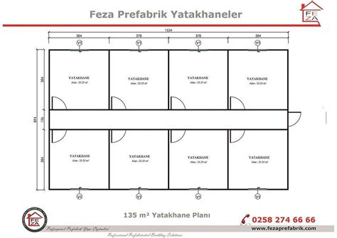 135 m² Tek Katlı Prefabrik Yatakhane