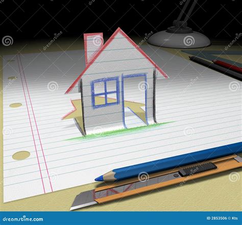 Sketch your dream (house) stock photo. Image of project - 2853506