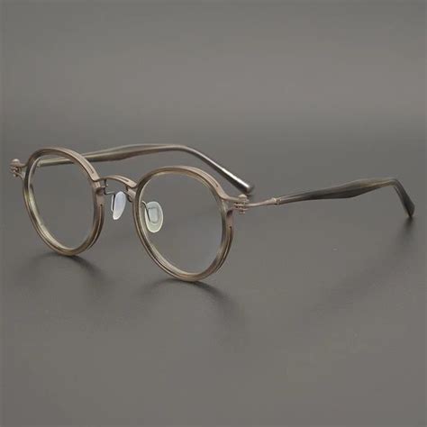 Acetate Round Eyeglasses Frame Men Women Vintage Retro Eye Glasses