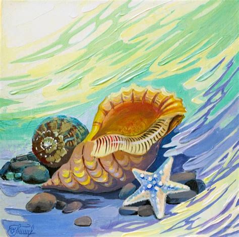 "Gifts of the sea" seashells Painting | Painting, Mural art, Seascape ...