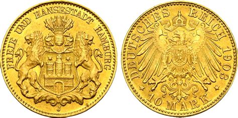 Kaiserreich Hamburg Mark Gold J Vf Ma Shops