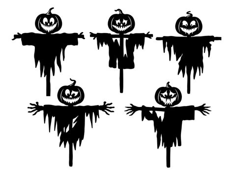 Halloween Scarecrow Silhouette Illustration Vector Art At Vecteezy