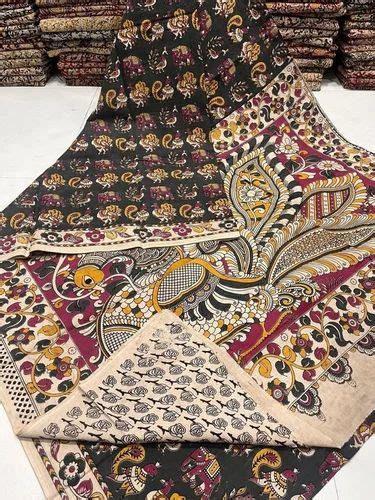 Cotton Mulmul Saree Handmade Pedana Kalamkari Mulmul Cotton Sarees