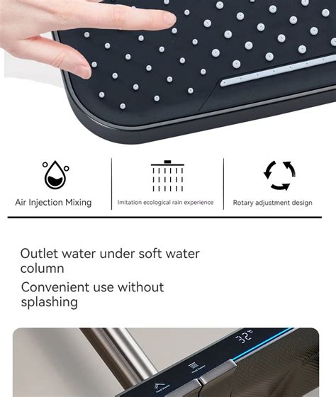 Adjustable Square Thermostatic Brass Hot And Cold Bathroom Led Light Shower Piano Key Shower