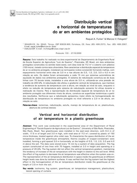 Pdf Distribui O Vertical E Horizontal De Temperaturas Do Ar