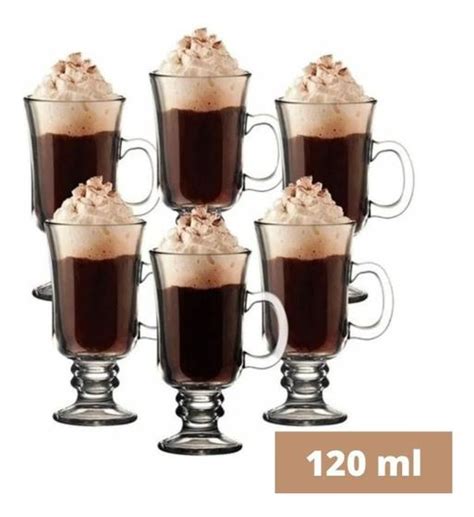 Jogo De Canecas Em Vidro Irish Coffe Pe As Ml Capuccino Class