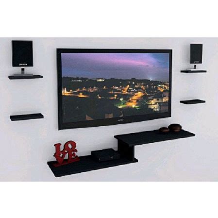 Kit Nicho Para Tv Rack Suspenso Sala Quarto 4 Prateleiras Na Cor