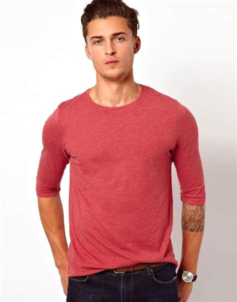 ASOS 3 4 Sleeve T Shirt With Crew Neck Long Sleeve Tshirt Men Mens