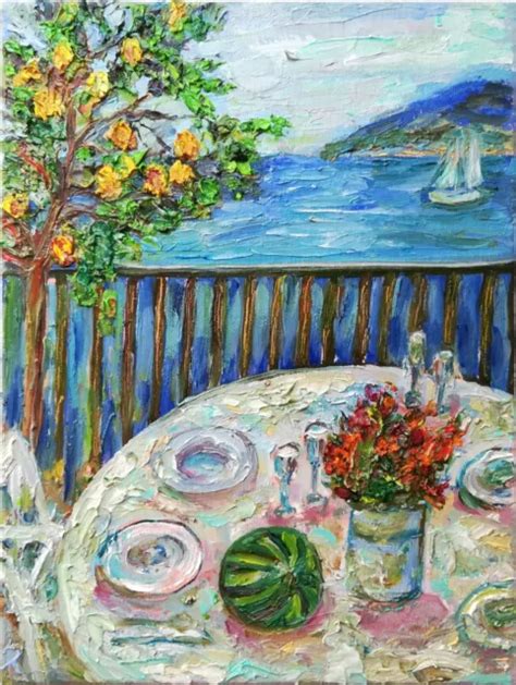 ORIGINAL OIL PAINTING On Canvas Of Italy Landscape Capri Positano