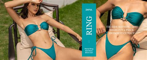 Amazon ZAFUL Lace Up Bikini For Women Criss Cross Back Bikini Sets With Texture Two Piece