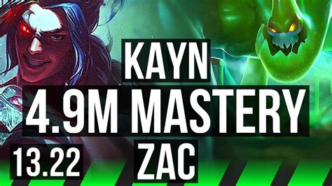 KAYN Vs ZAC JNG 4 9M Mastery 10 1 7 1700 Games Godlike BR