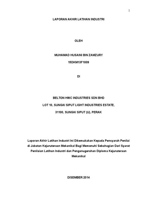 Contoh Laporan Latihan Industri Politeknik Laporan Latihan Industri