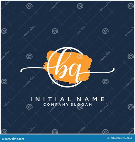 Bq Initial Handwriting Logo Design With Brush Circle Stock Vector