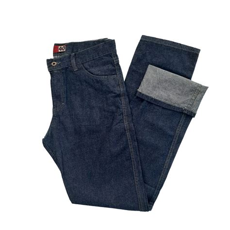 Calça Jeans Masculina Escura Tradicional Para Trabalho Reta Sem Lycra