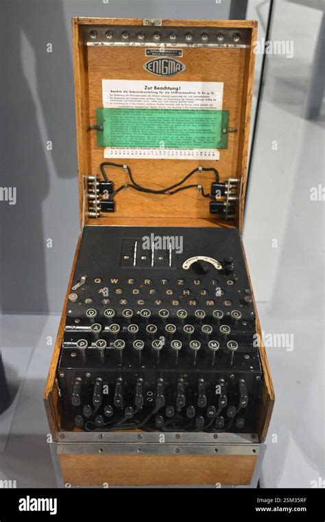 German Enigma machine on display at the RAF Museum in London Stock