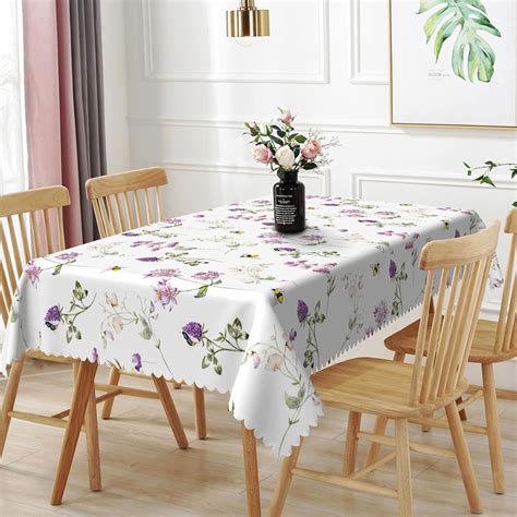 Ttqyfnm Toalha De Mesa Retangular Floral De X Cm Flores Roxas