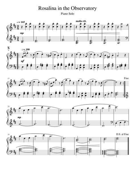 Mario Galaxy Rosalina In The Observatory Piano Solo Sheet Music For