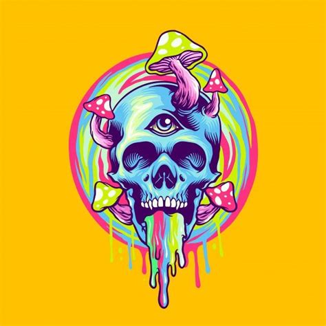 Skull and Magic Mushroom Vector