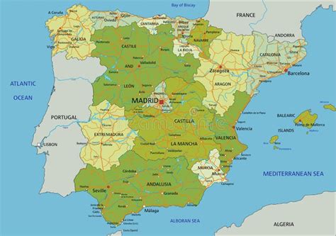 Espanha Um Mapa Político Editável Altamente Detalhado Rotulagem