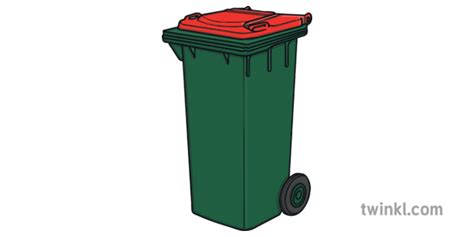 Rubbish Green Bin Red Lid Australia Ks1 Illustration Twinkl