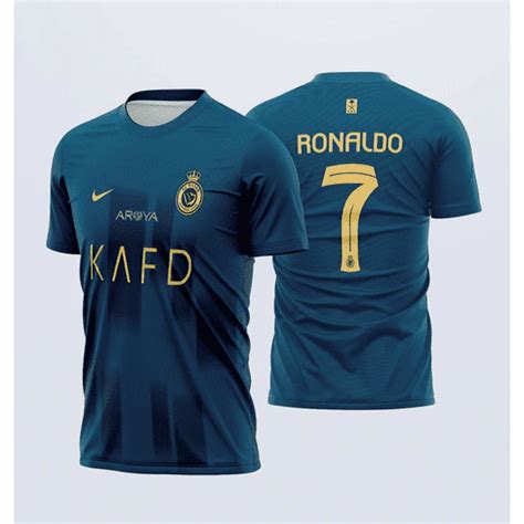 Camisa 2 Al Nassr CR7 Azul Masculino 2024 Torcedor Futebol Ronaldo