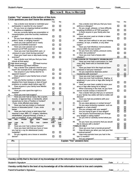 Piaa Sports Physical Form Printable Forms Free Online